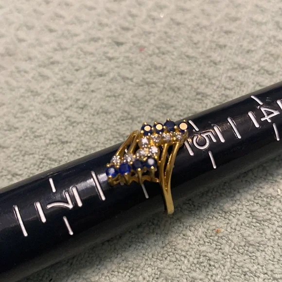 14k Gold Sapphire Diamond Ring size5.75 limited time live show price!! - Picture 3 of 7